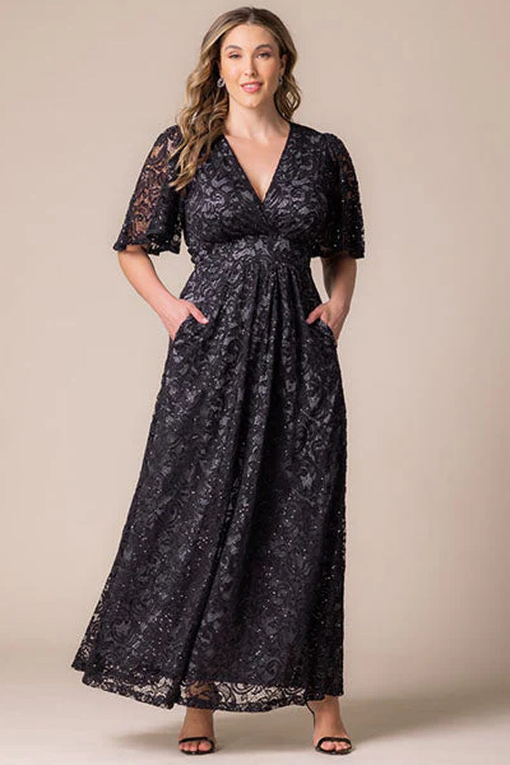 Luminous Sequin Lace Long Gown