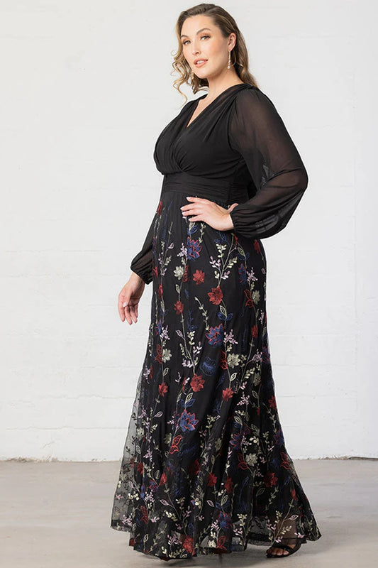 Isabella Embroidered Mesh Gown