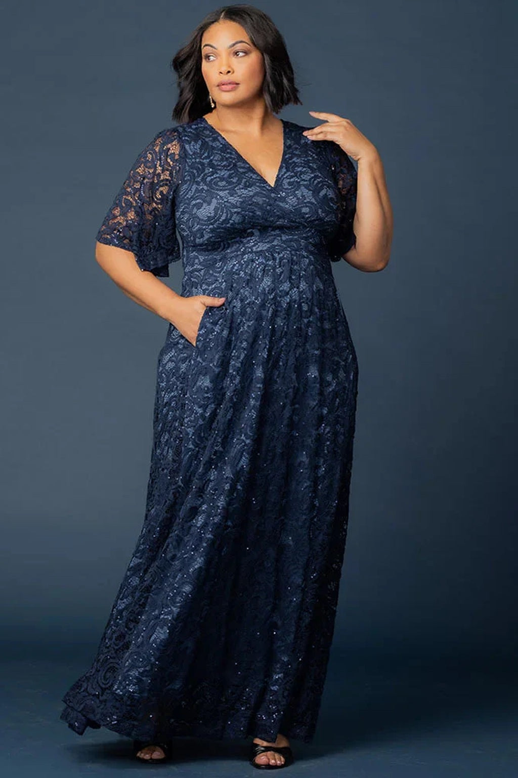 Luminous Sequin Lace Long Gown