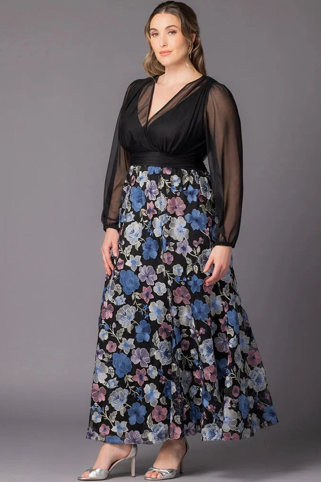 Isabella Embroidered Mesh Gown