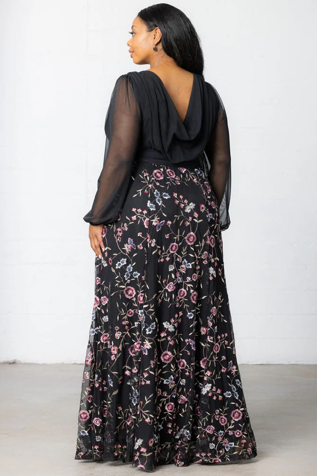 Isabella Embroidered Mesh Gown