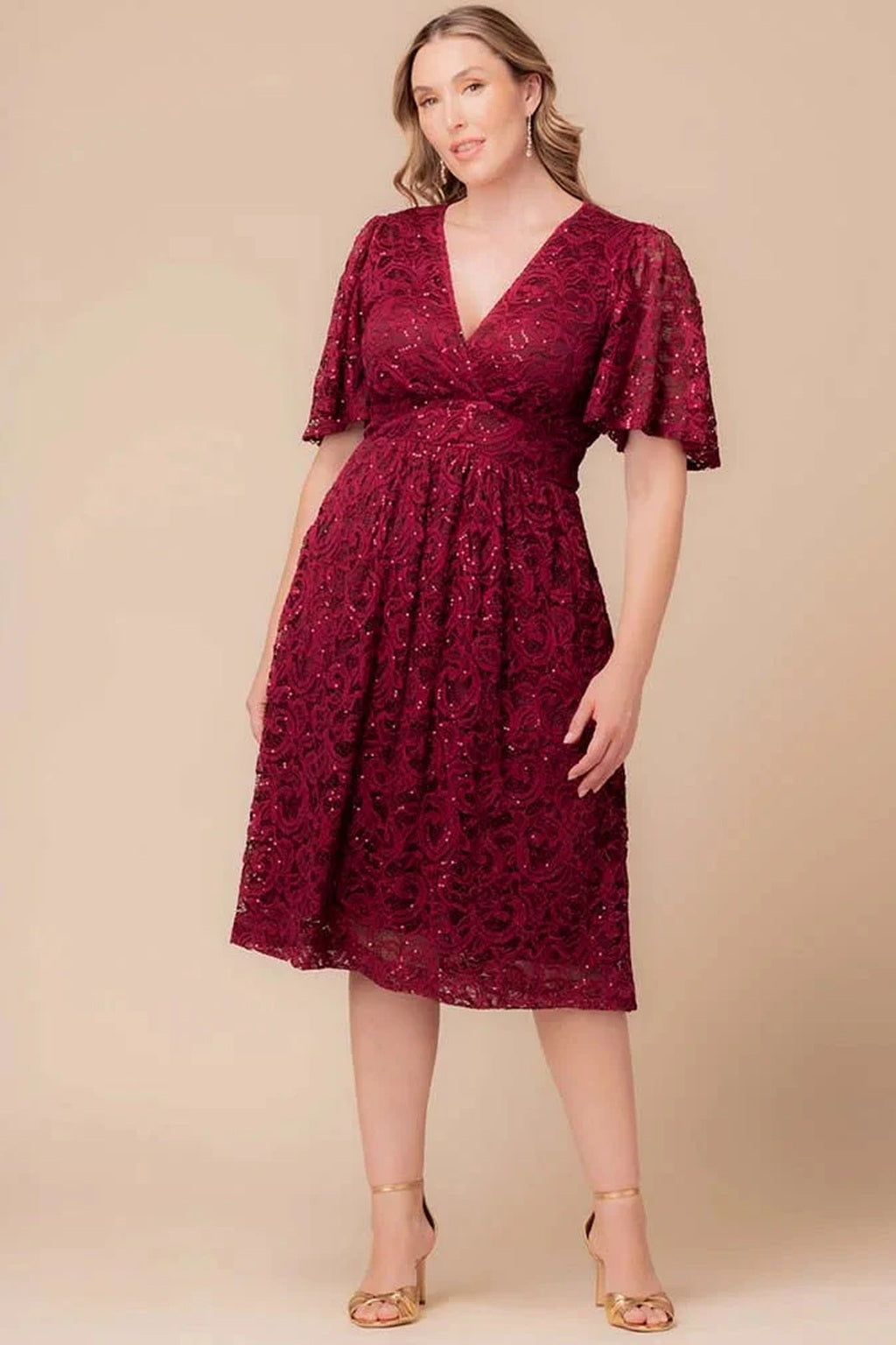Starry Sequined Lace Cocktail Dress