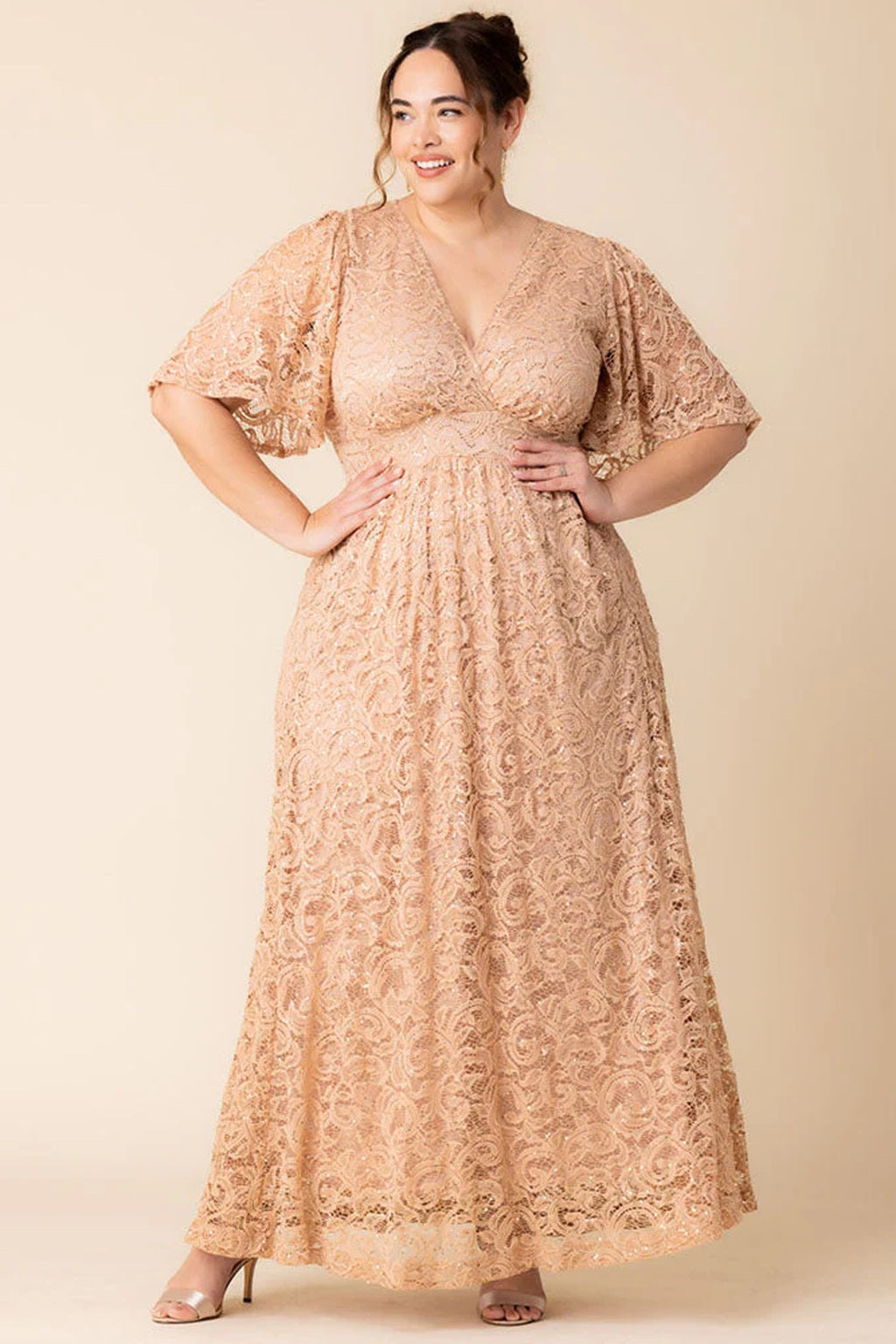 Luminous Sequin Lace Long Gown