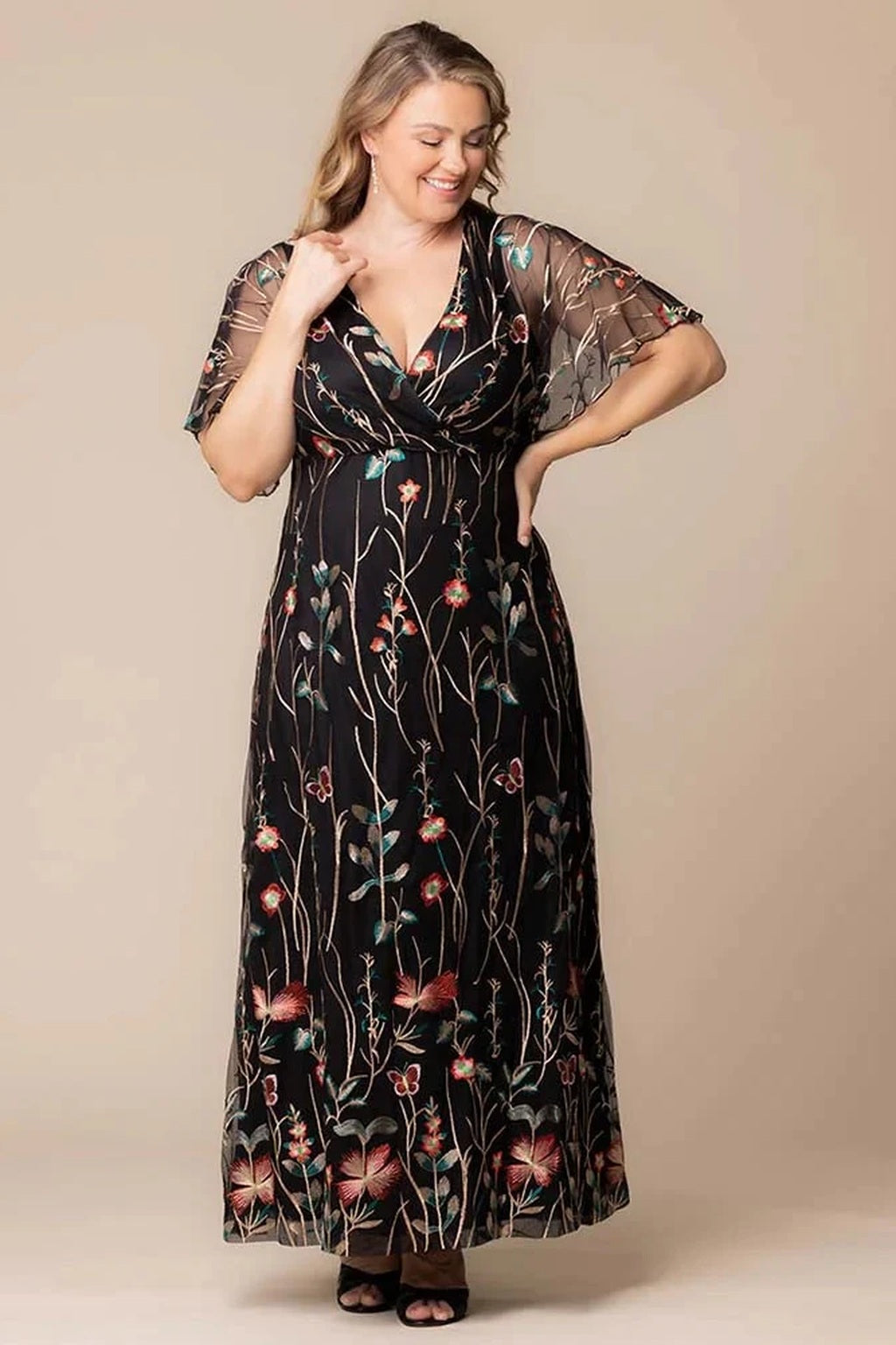 Embroidered Elegance Evening Gown