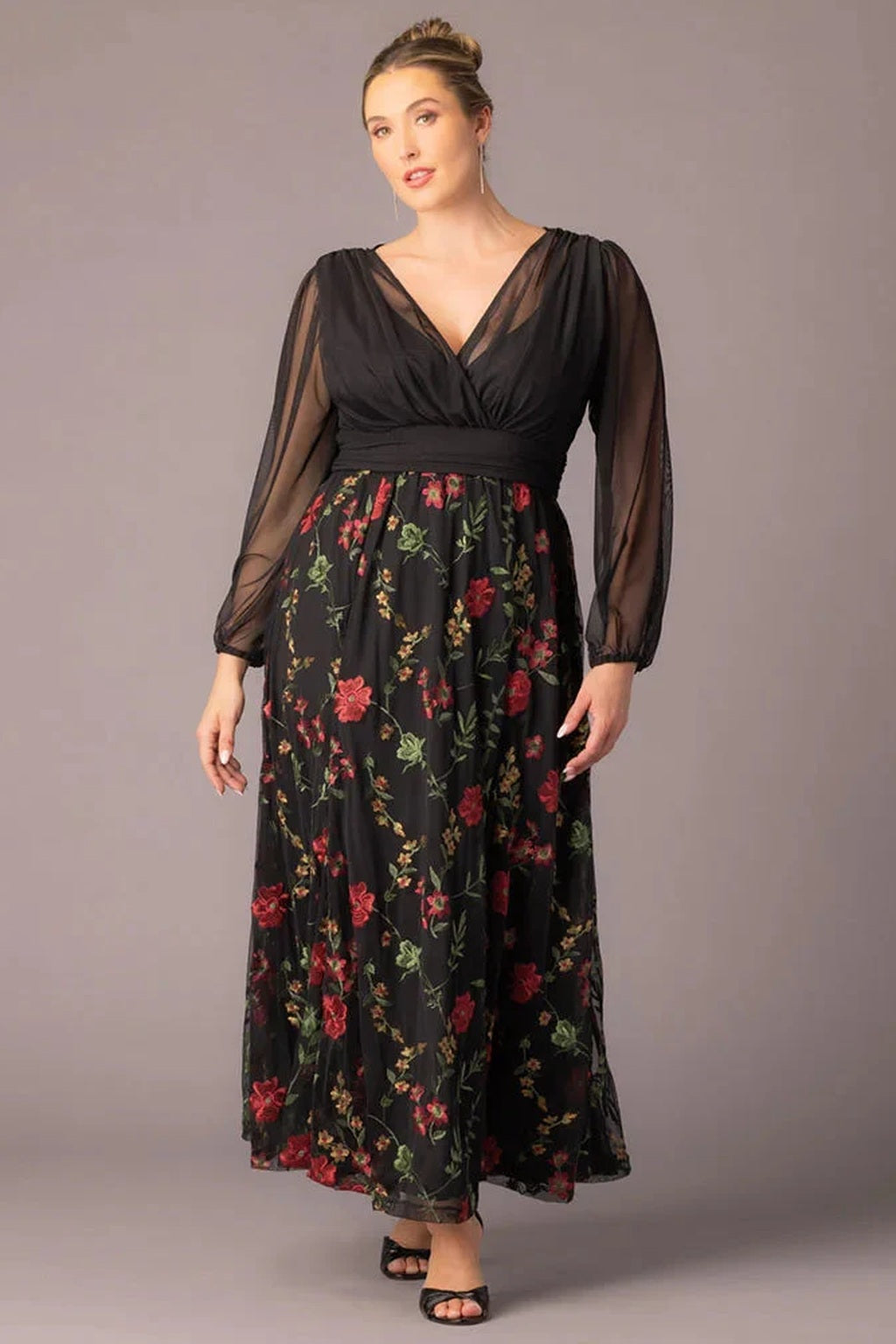 Isabella Embroidered Mesh Gown