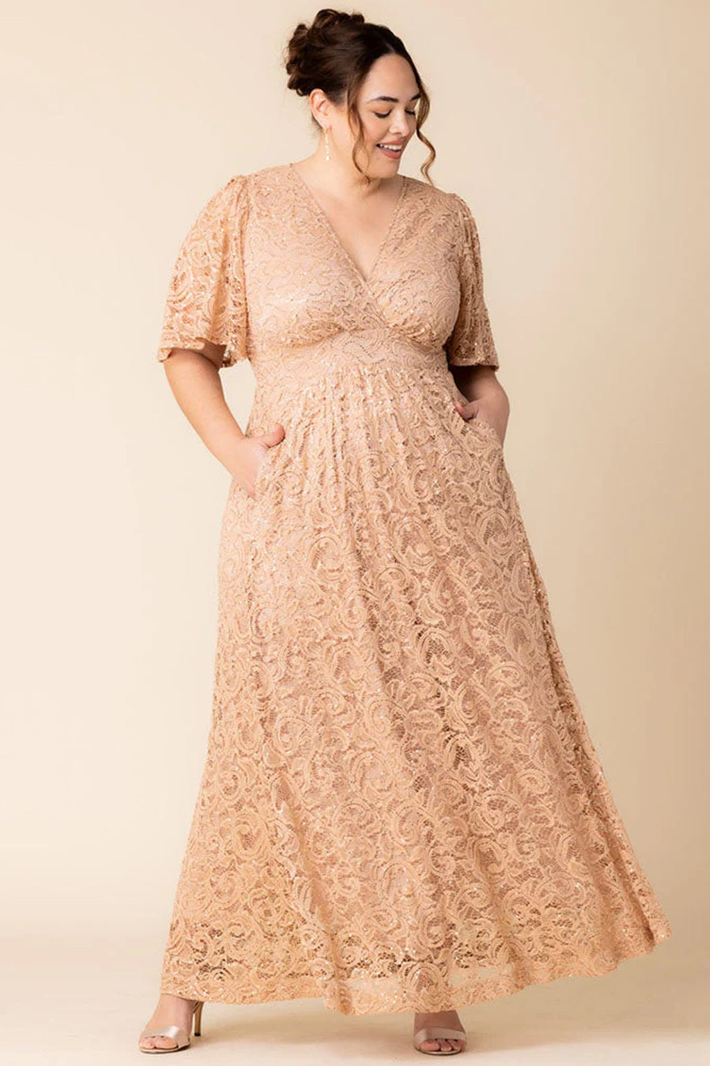 Luminous Sequin Lace Long Gown