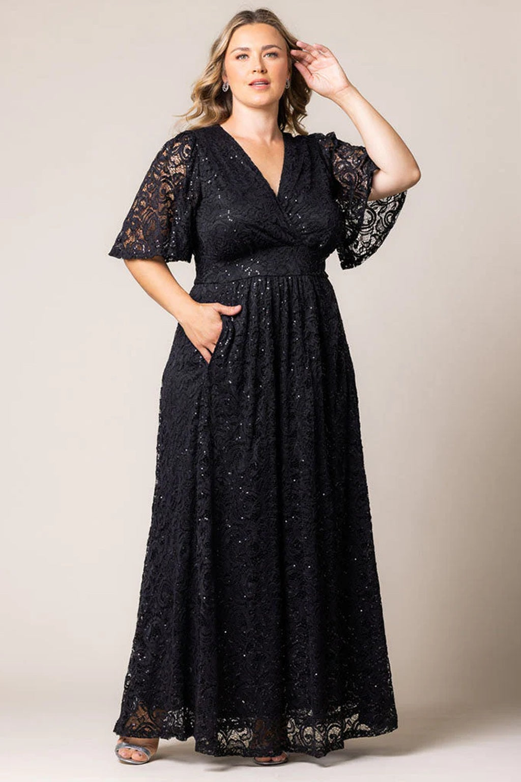 Luminous Sequin Lace Long Gown