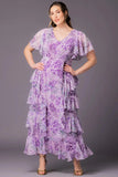 Tour de Flounce Chiffon Evening Gown