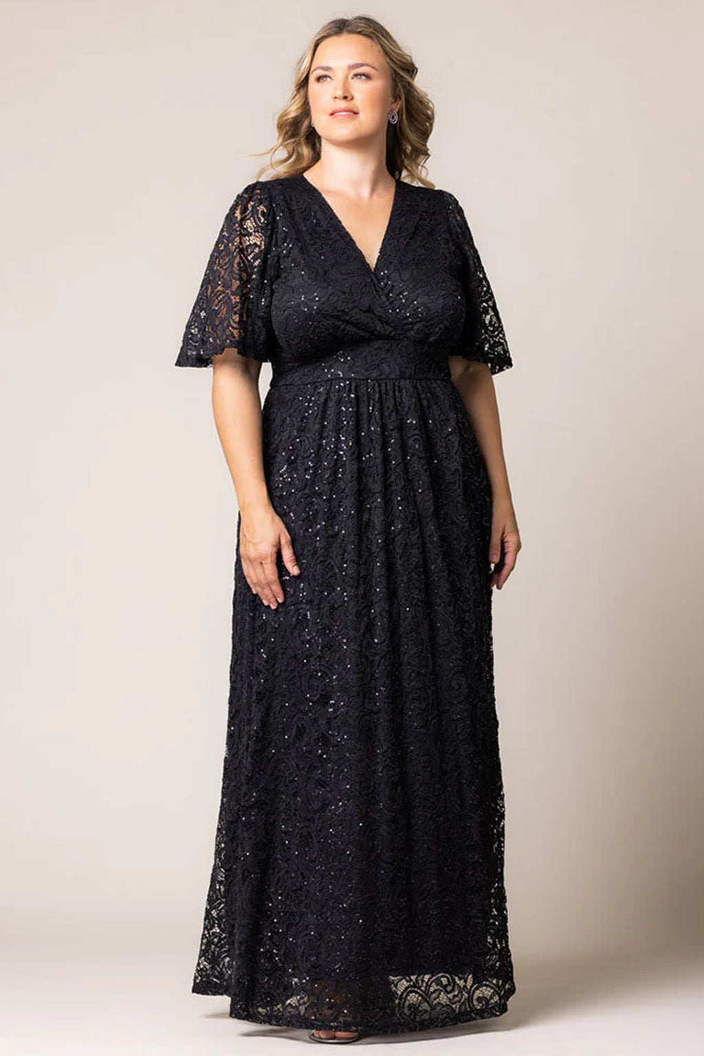 Luminous Sequin Lace Long Gown